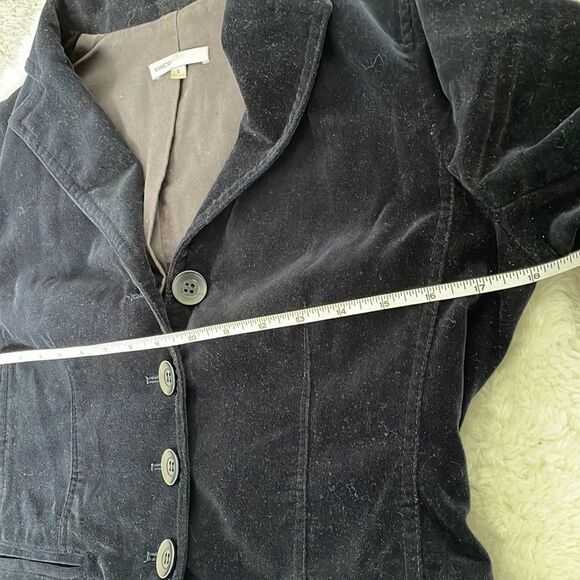 Vince. Navy Blue Velvet Blazer Size 4 100% Cotton - Picture 14 of 14